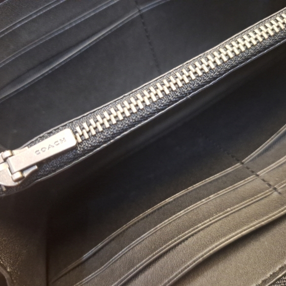 Coach F58112 Charcoal and Black Signature Long Zip Around Wallet - Picture 5 of 7